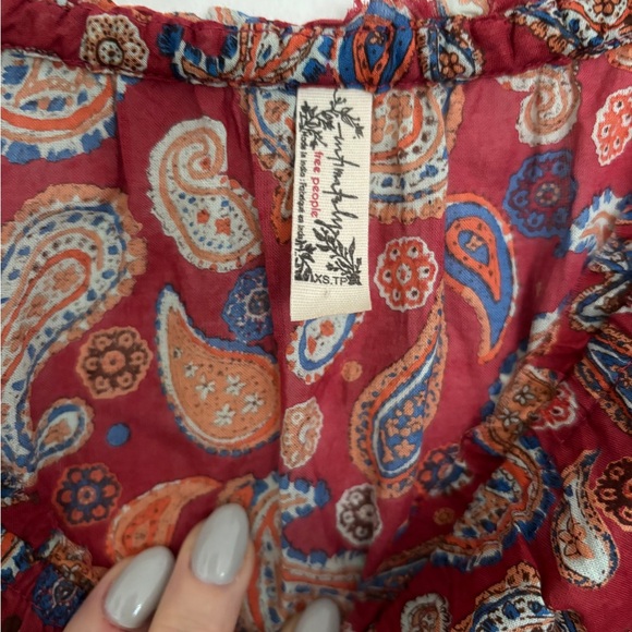 EUC Free People Sundown Rust Red Paisley Print Off-the-Shoulder Bodysuit XS - Picture 6 of 8